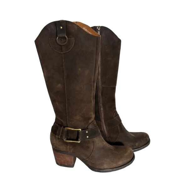 Born Leather Tall Western Buckle Y2K Harness Moto boots 9 - Picture 1 of 9